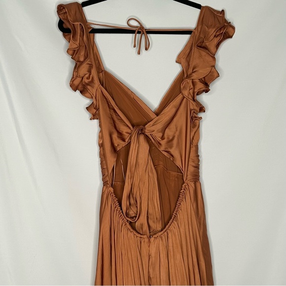 Satin Ruffle Cutout Maxi Dress - Picture 5 of 7